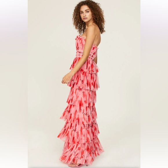 Hutch Anthropologie Monaco Strapless Ruffle Tiered Plissé Gown Size 10 - Picture 2 of 9